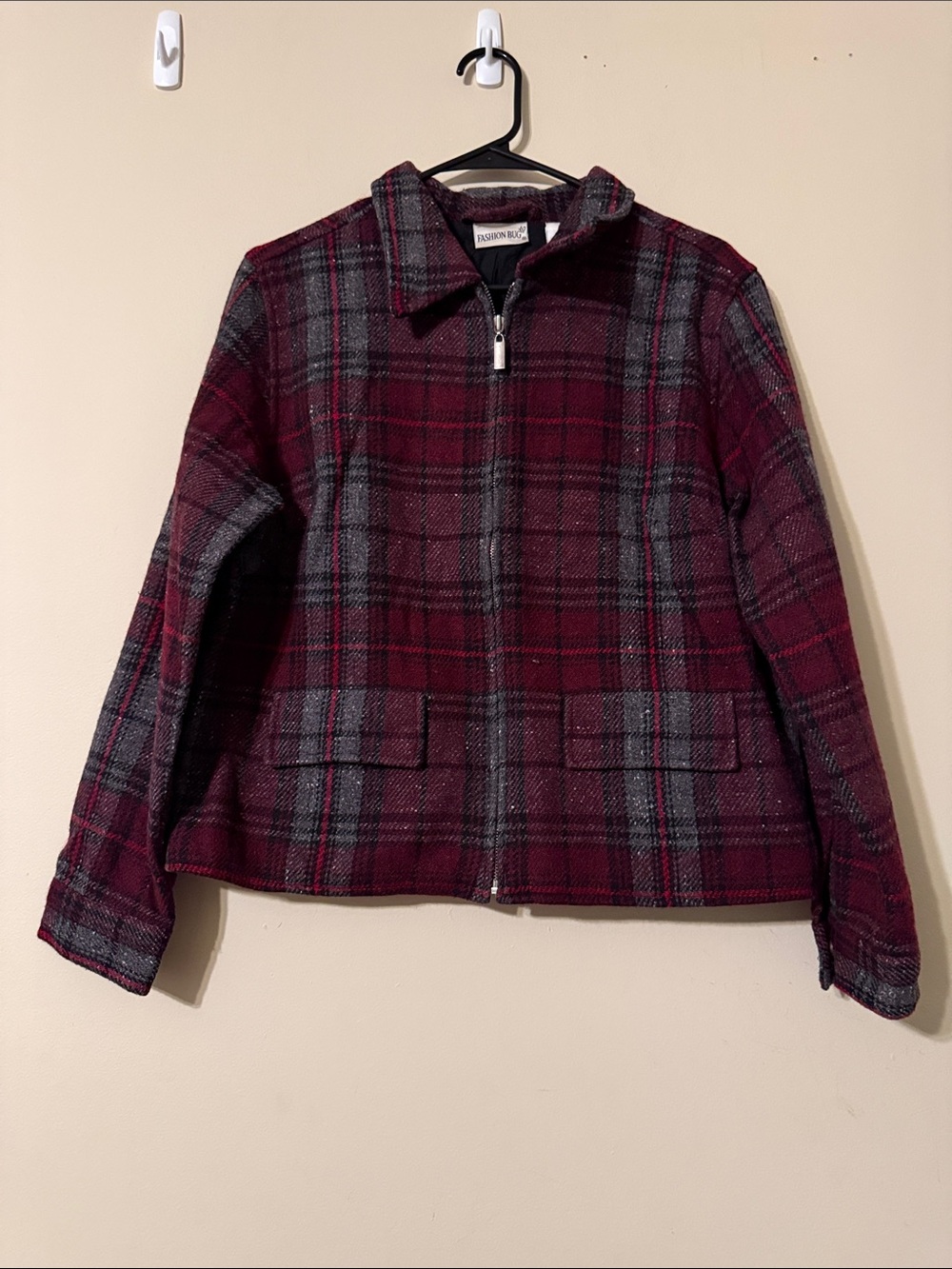 Fashion Bug Burgundy Plaid Jacket